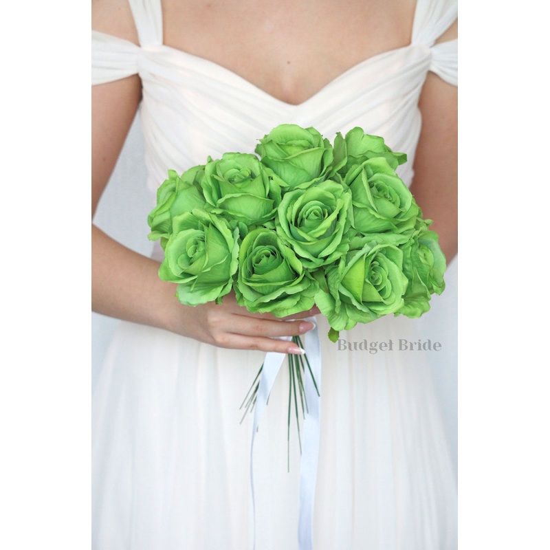 15 Bright Green Rose Stems – $90.00