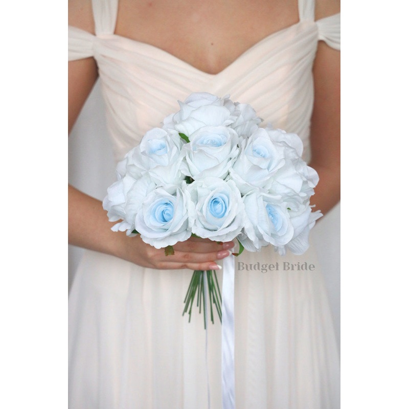 15 Light Blue Rose Stems – $90.00