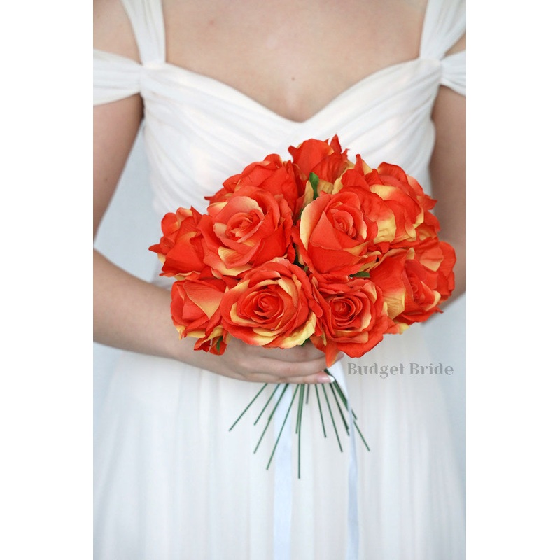 15 Orange Rose Stems – $90.00