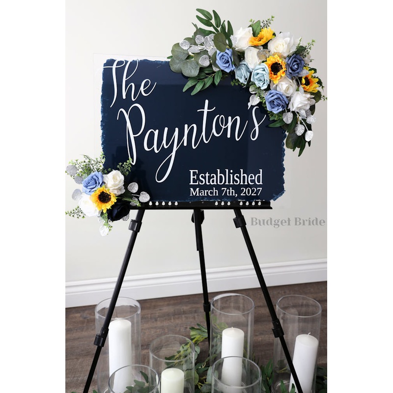 Blue and Sunflowers Sign Flowers – $55 – $125