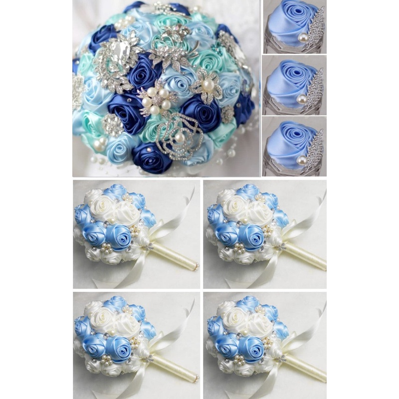 10pcs. Satin Rose Brooch Bouquet PACK- 008