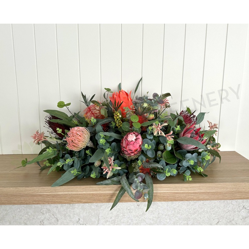 FA1132VNH-FB01 & 02 – Australian Natives Table Arrangements – Flat Base Style  (REF: Carmel Roshana Care Fireplace)
