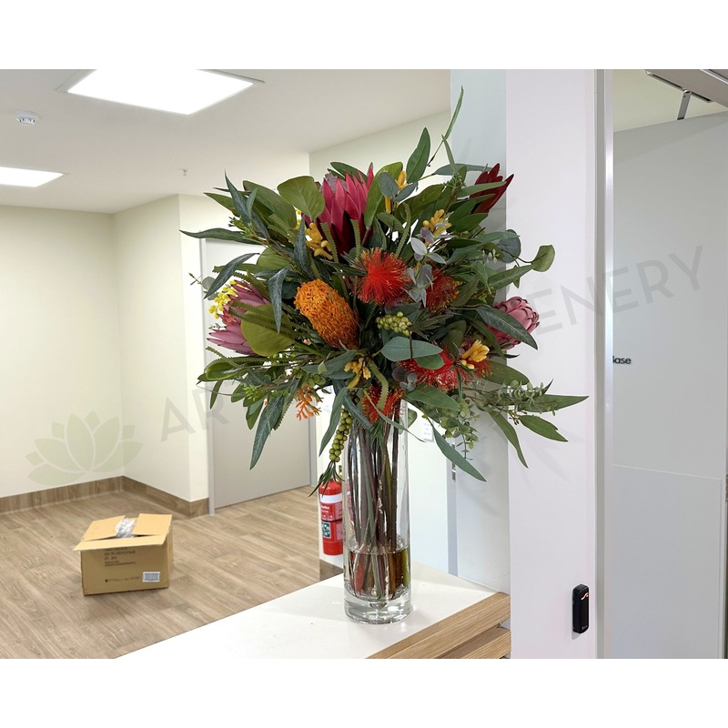 FA1132VNH-GVL – Australian Natives Floral Arrangement 90cm Tall (Ref: Carmel Roshana Care)