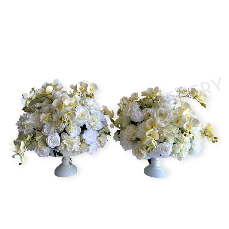 FA1133 – White Orchids & Roses Urn Flower Arrangement (60cm Height)