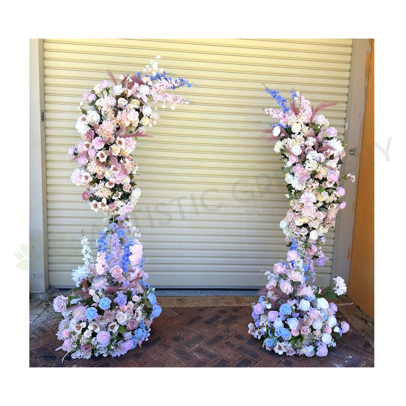 For Hire – Pastel Colour Floral Arch / Moon Arbor / Crescent Arbor – Freestanding (Code: HI0063)