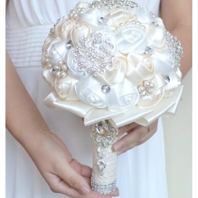 KATY~BCUST Satin Rose Brooch Bouquet or DIY KIT