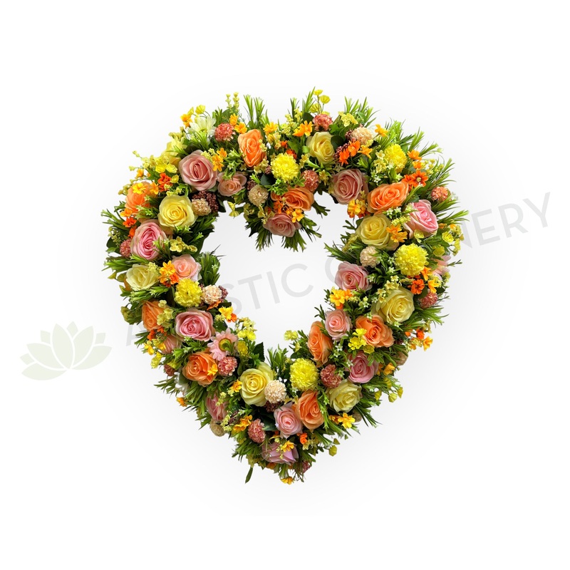 Spring Colour Floral Wreath (Heart Shape) 35cm / 60cm – SYM0055HEART