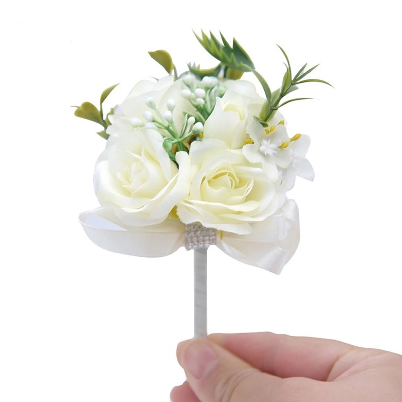 Ivory Lapel Pin Wedding Buttonhole Groomsman Flower Boutonniere Groom  D35