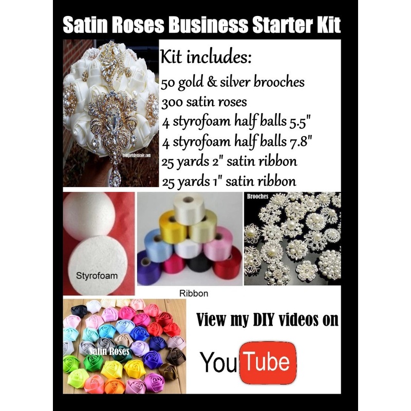 Satin Roses Brooch Bouquet Business Starter SBKit-231