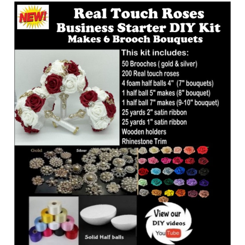 Real Touch Roses Brooch Bouquet Business Starter RTKit-001