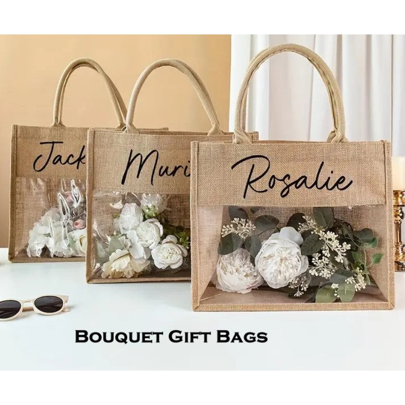 Bridal Party Bouquet Personalized Gifts l Bridesmaid Canvas Tote Bag l BAG-010