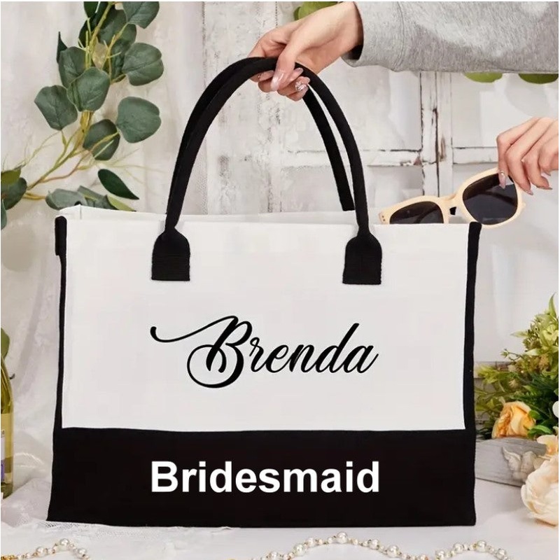 Bride Tote l Bridal Party Personalized Gifts l Bridesmaid Canvas Tote Bag l BAG-005