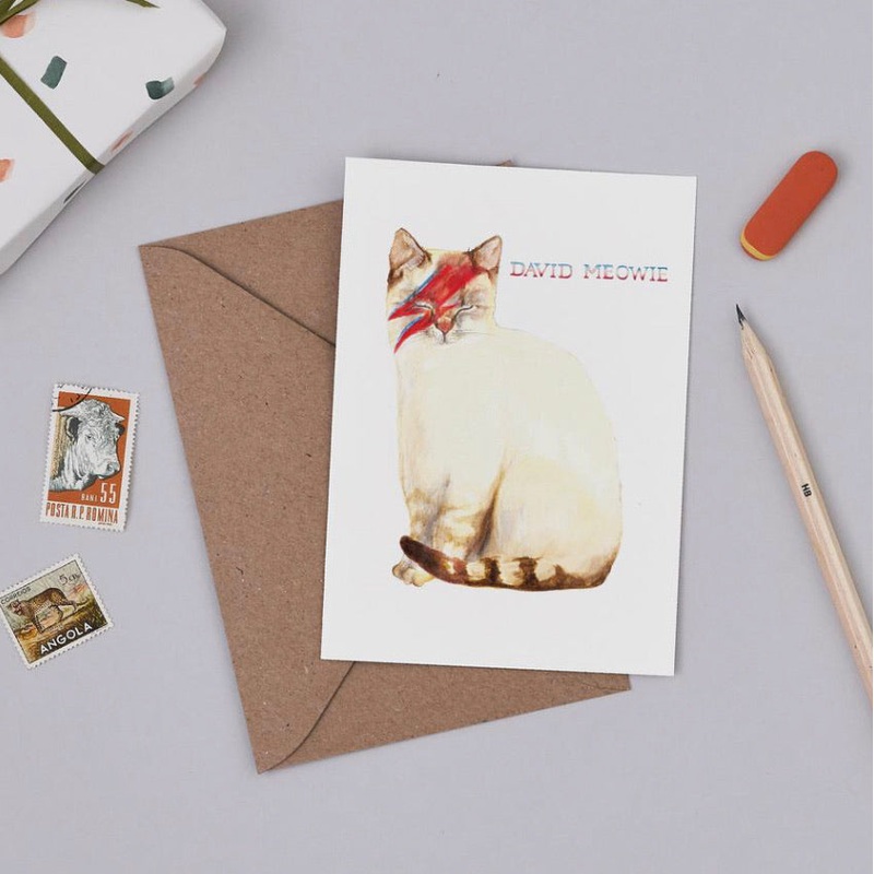 David Meowie Greetings Card