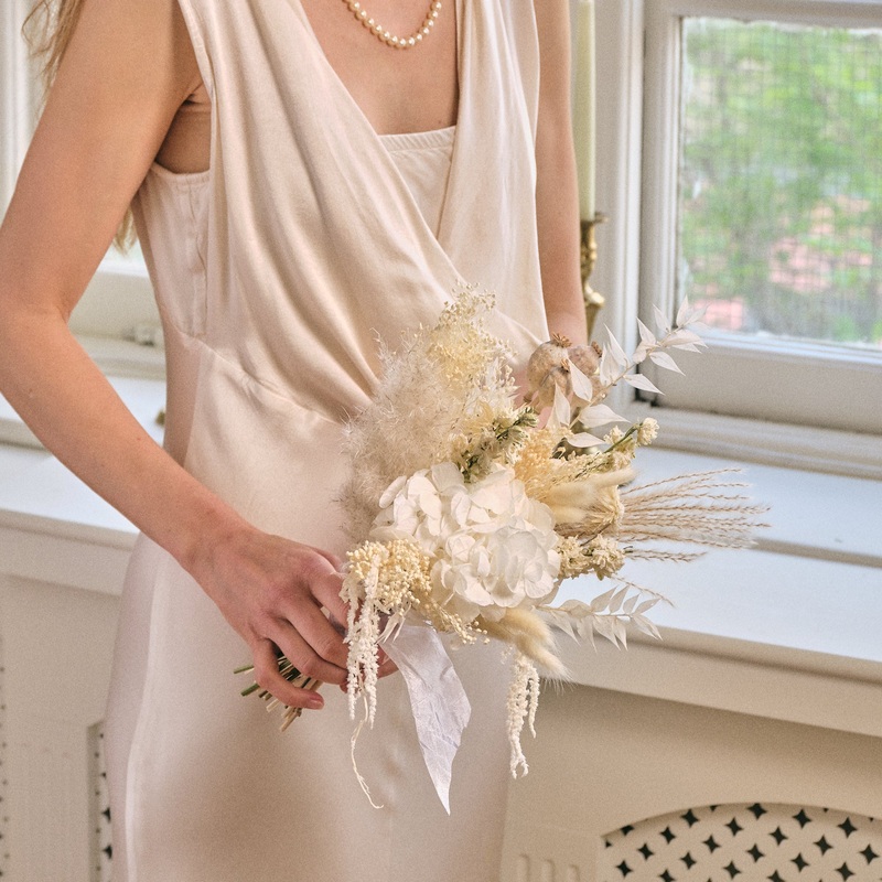 Everlasting Whites Dried Flower Bridesmaid Bouquet