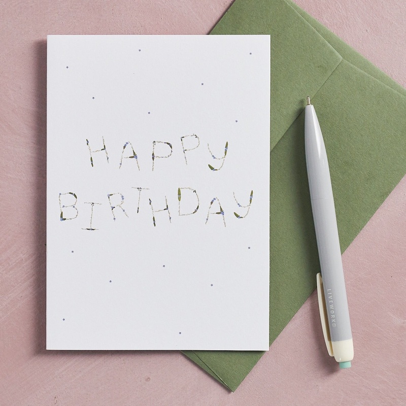 Happy Birthday Pressed Flower Design Card