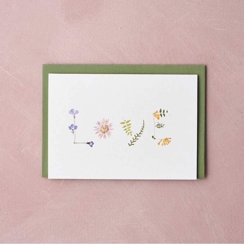 Love Pressed Flower Design Card