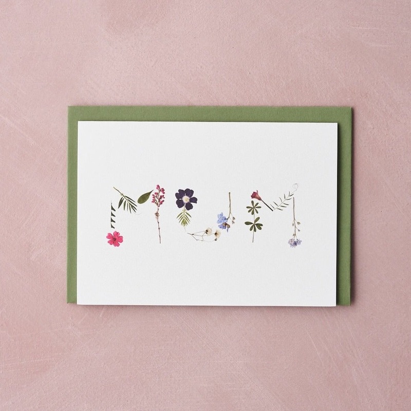 Mum Pressed Flower Design Card