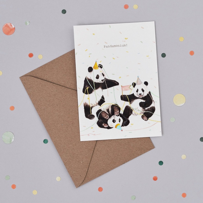 Pandamonium! Greetings Card