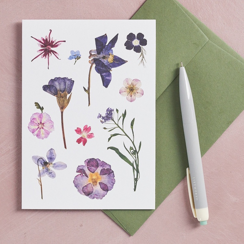 Pressed Flower Botanical Greetings Card – Mid Summer
