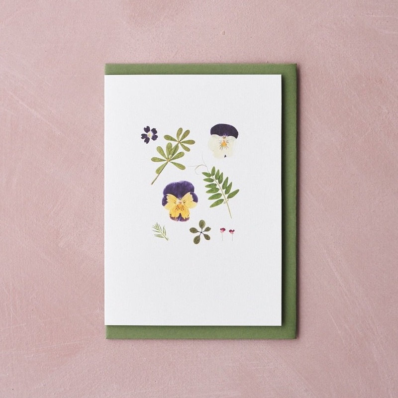 Pressed Flower Botanical Greetings Card – Pansy