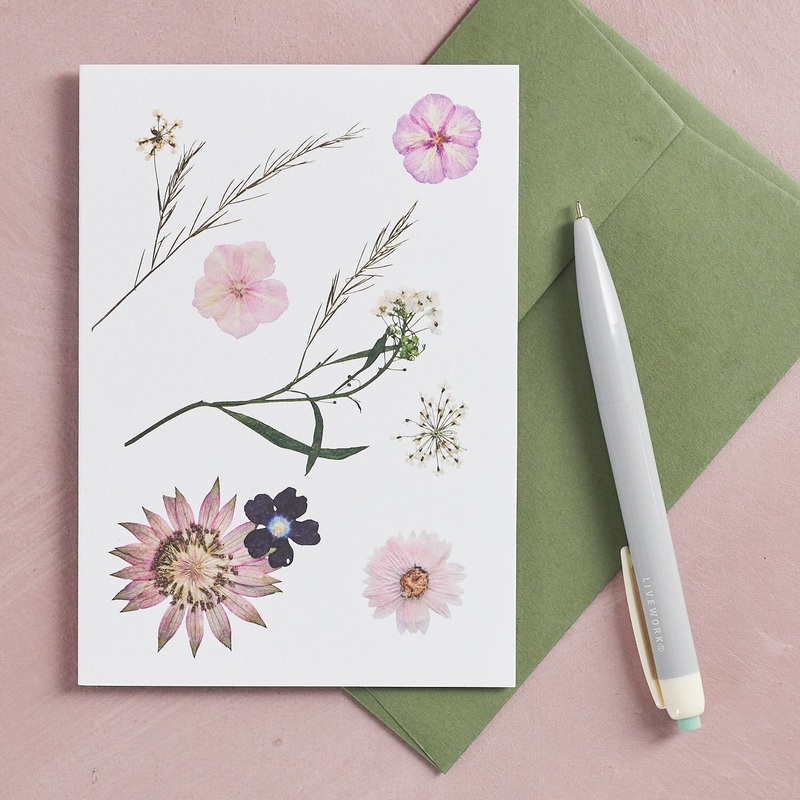 Pressed Flower Botanical Greetings Card – Summer Pastels