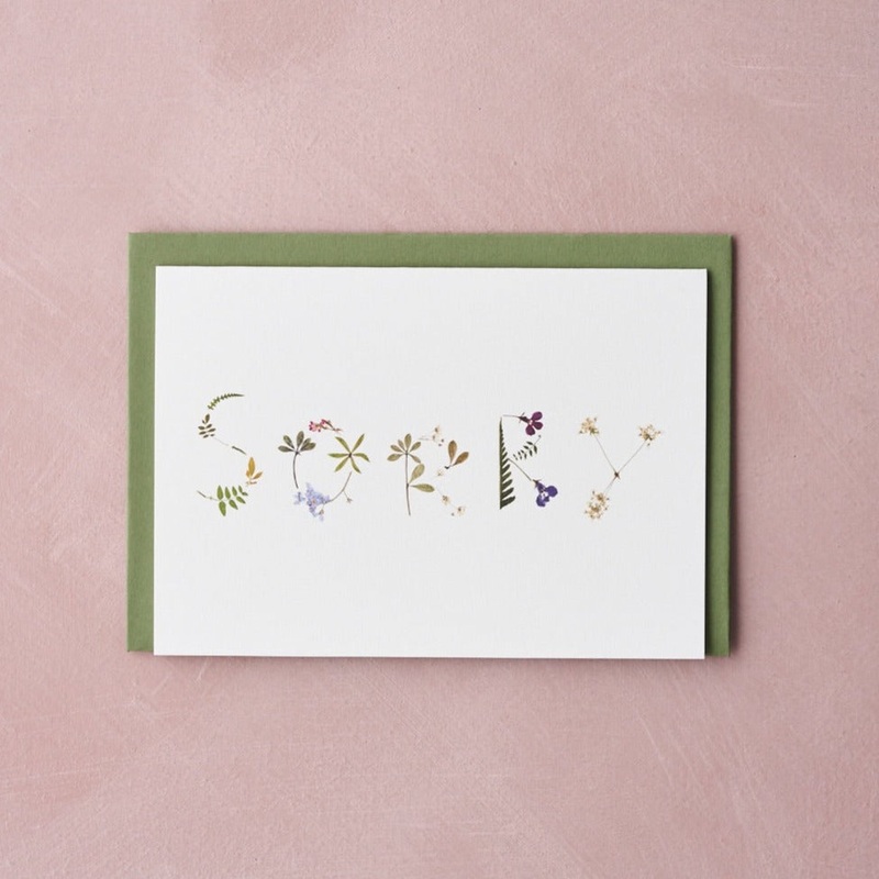 Sorry Pressed Flower Design Card