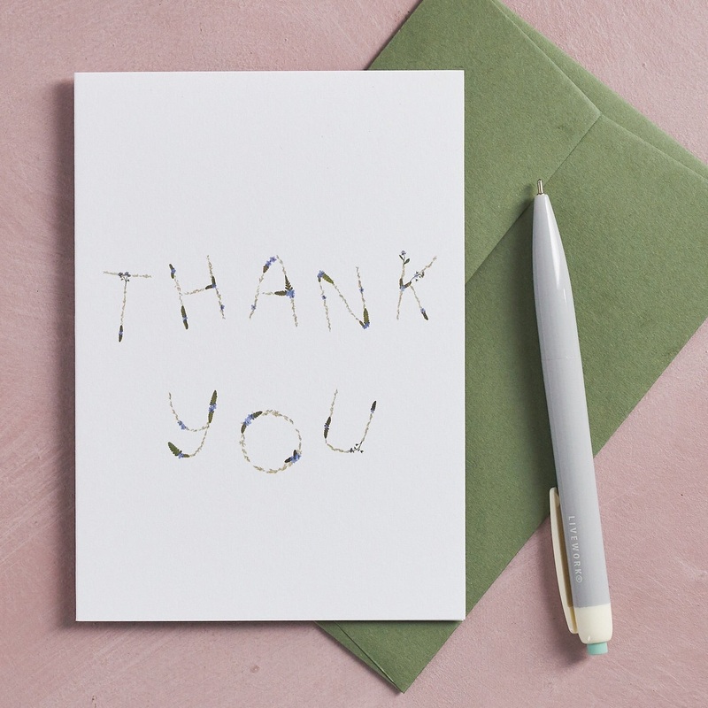 Thank You Pressed Flower Design Card