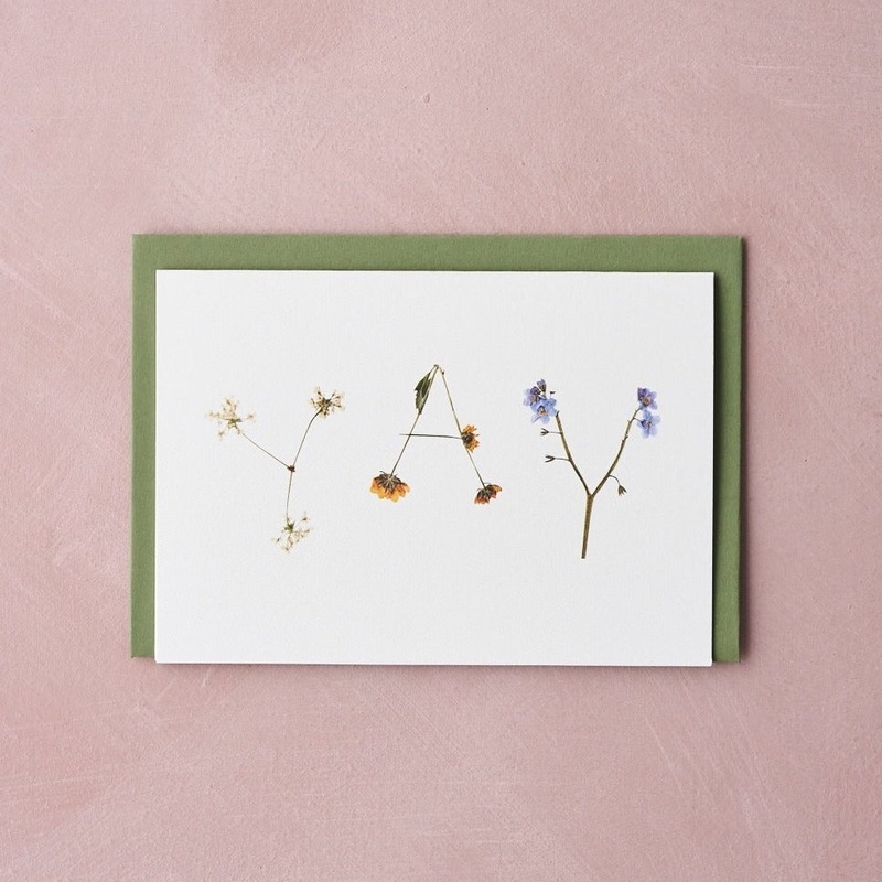 Yay Pressed Flower Design Card