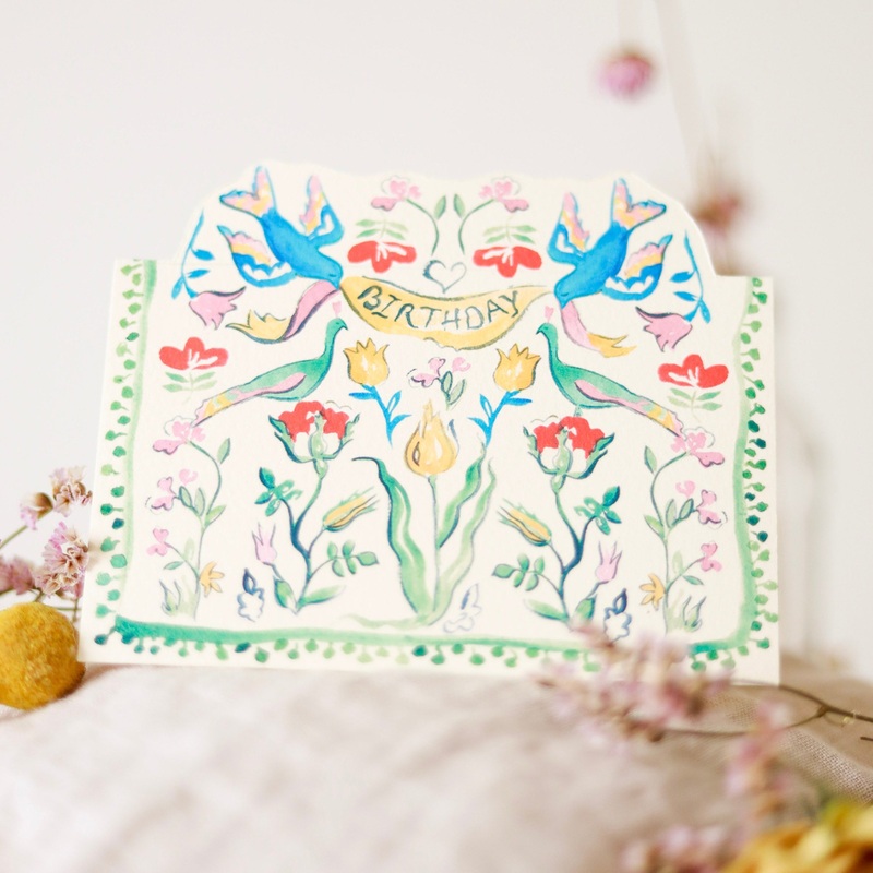 Birthday Folk Hand Cut Greetings Card