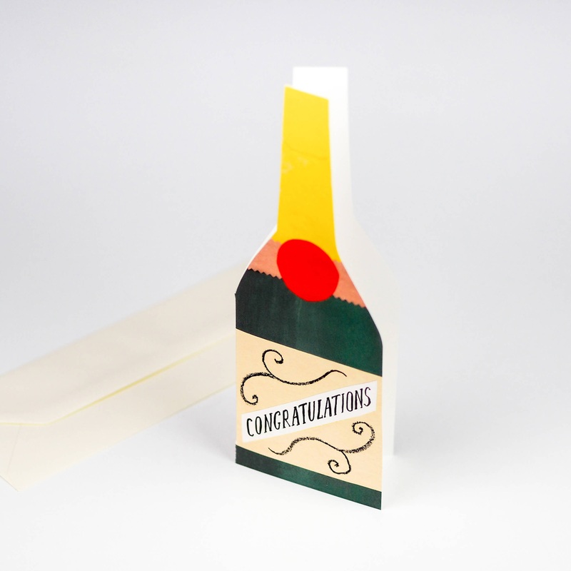 Champagne Bottle Congratulations Greetings Card