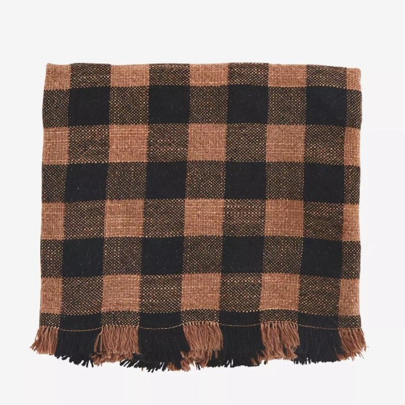 Checked Kitchen Towel with Fringes