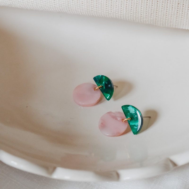 Cosmos Studio Lo Earrings-Pastel Pink & Cherry & Tortoiseshells