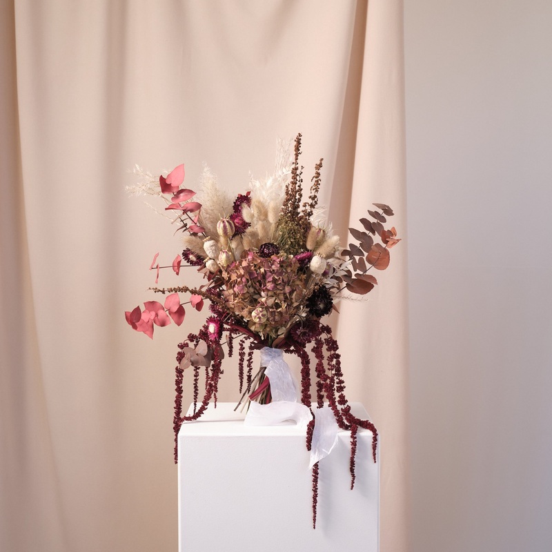 Everlasting Reds Dried Flower Bridal Bouquet