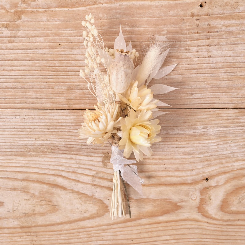 Everlasting Whites Dried Flower Buttonhole