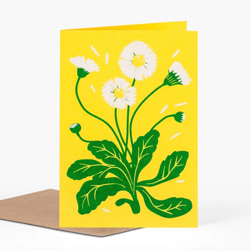 Hand Printed Daisy Greetings Card