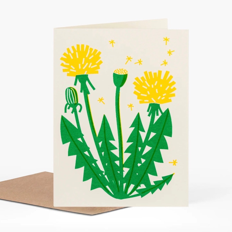Hand Printed Dandelion Greetings Card