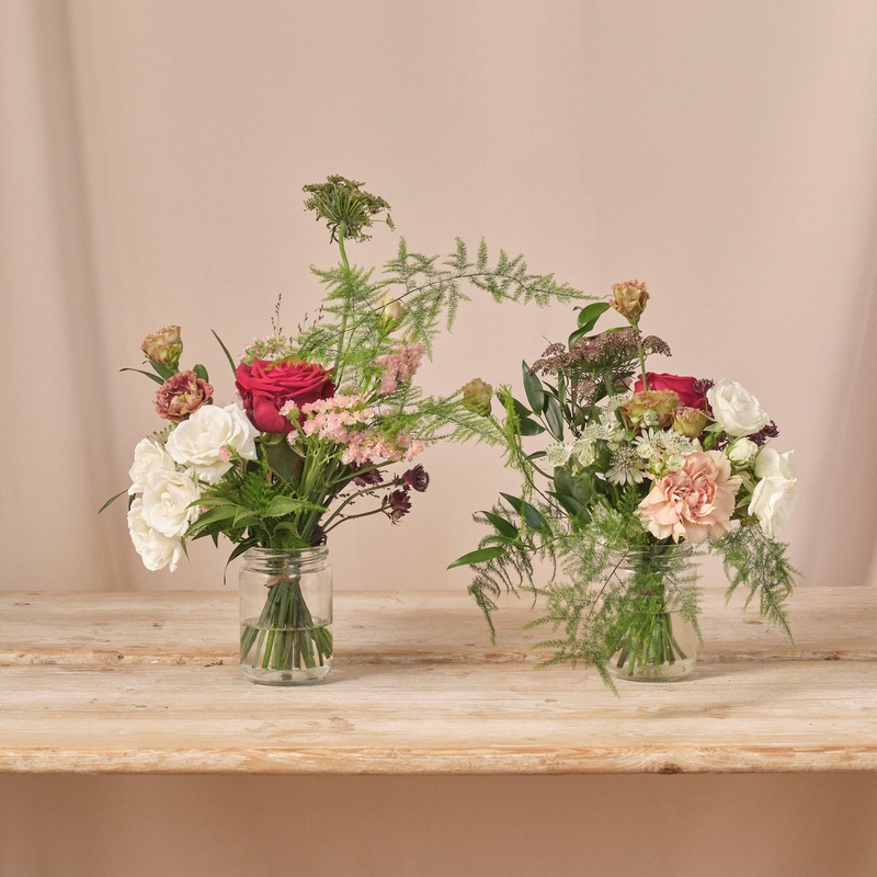 Romantic Red Jam Jar Arrangements