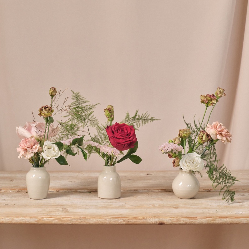 Romantic Reds Bud Vase Arrangements