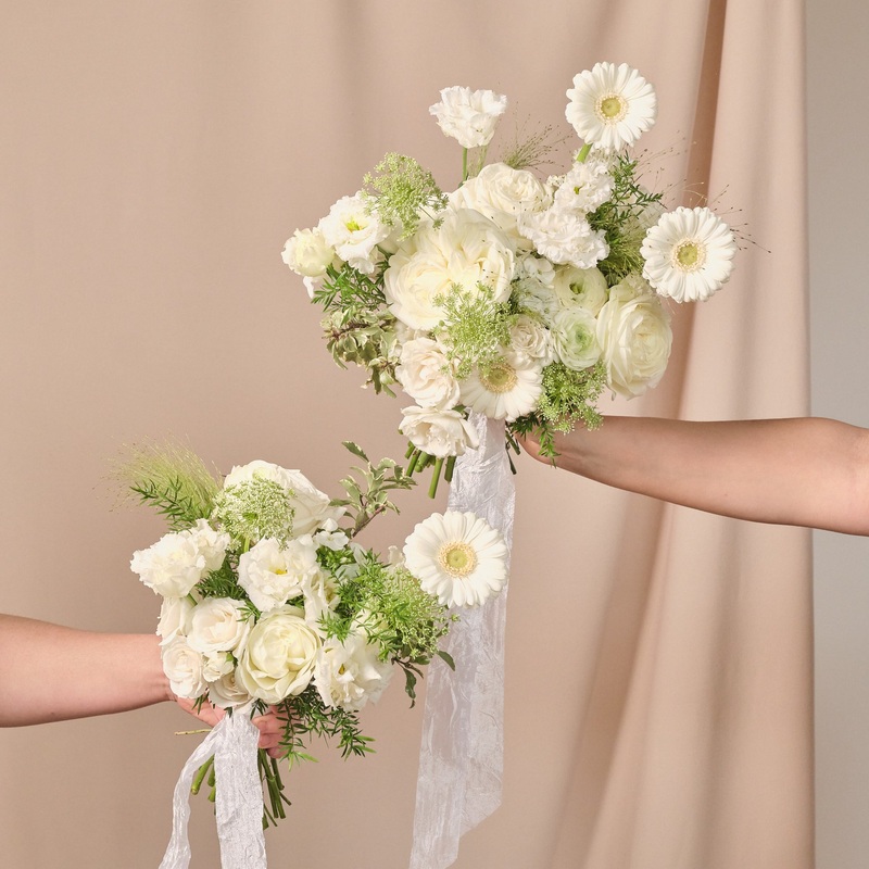 Whimsical Whites Bridesmaid Bouquet