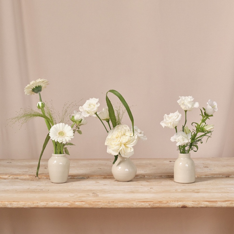 Whimsical Whites Bud Vase Arrangements