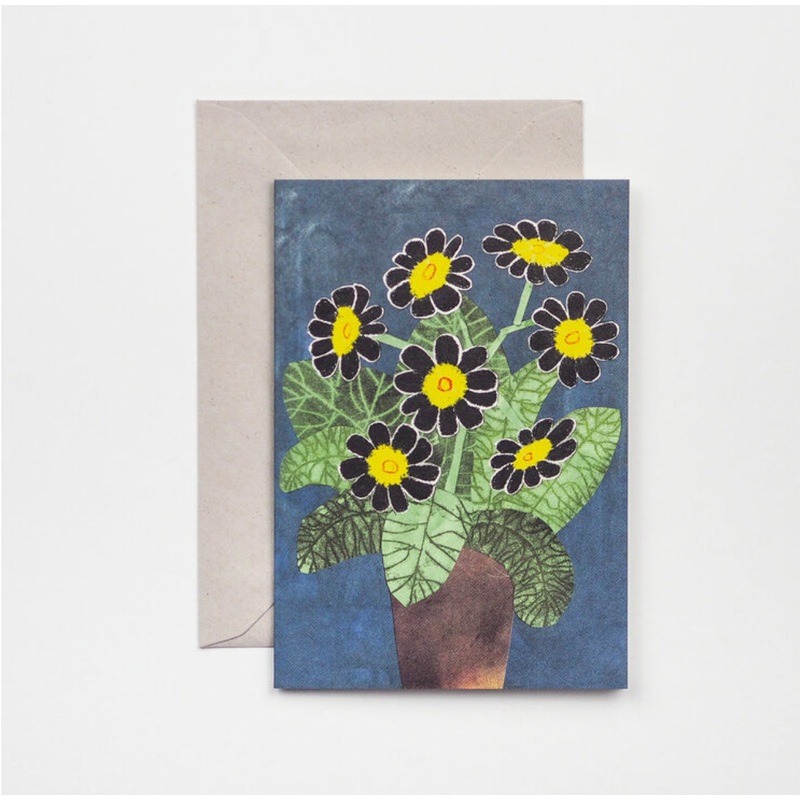Black Flowers Greetings Card
