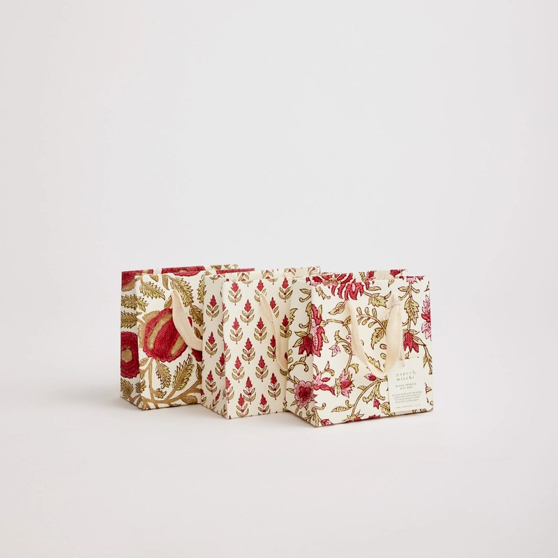 Block Printed Gift Bags | Small | 3 Red Designs Available