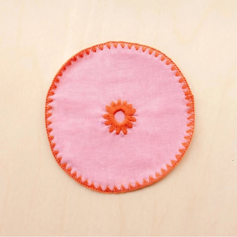 Cotton & Linen Coaster Set | Pink