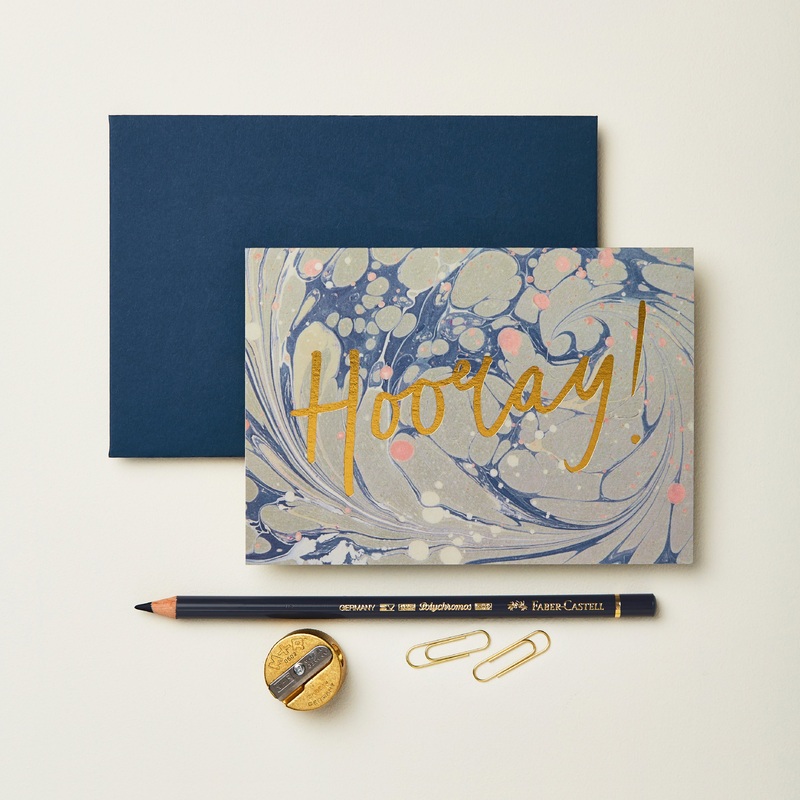 ‘Hooray’ Blue Marble Greetings Card