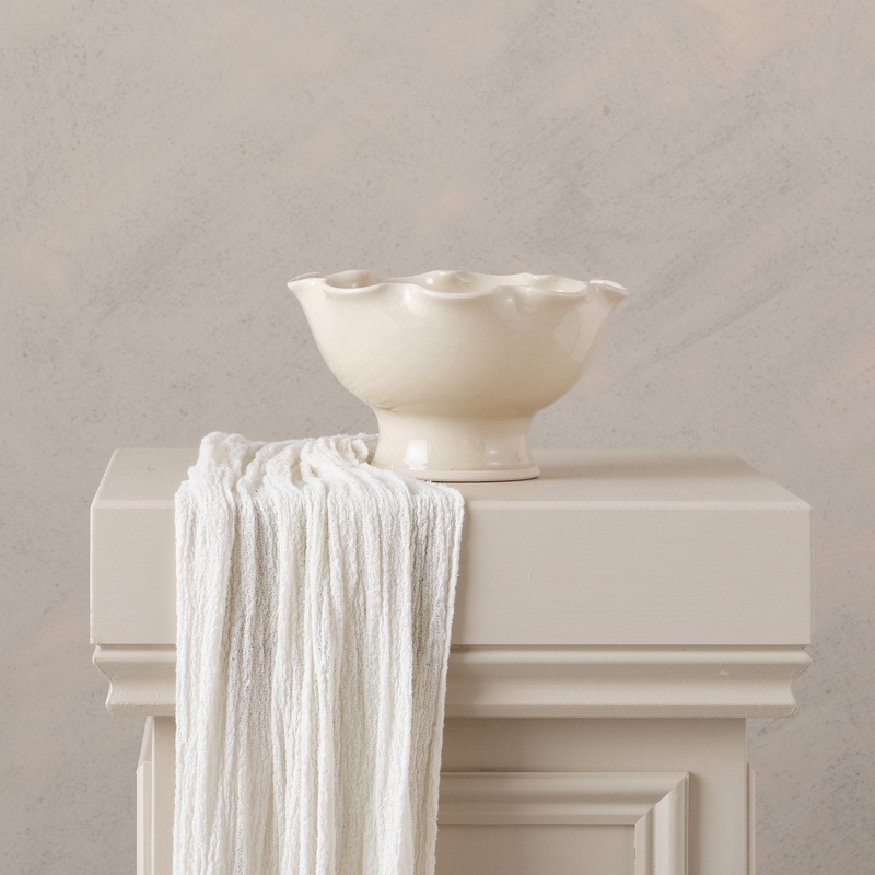 Stoneware Frilly Footed Bowl | 2 Sizes Available