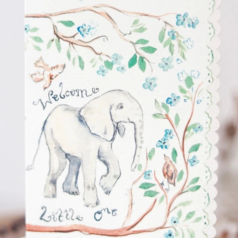 ‘Welcome Little One’ Scalloped Greetings Card