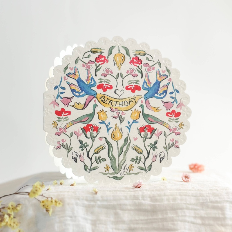 Birthday Folk Circular Embossed Birthday Card