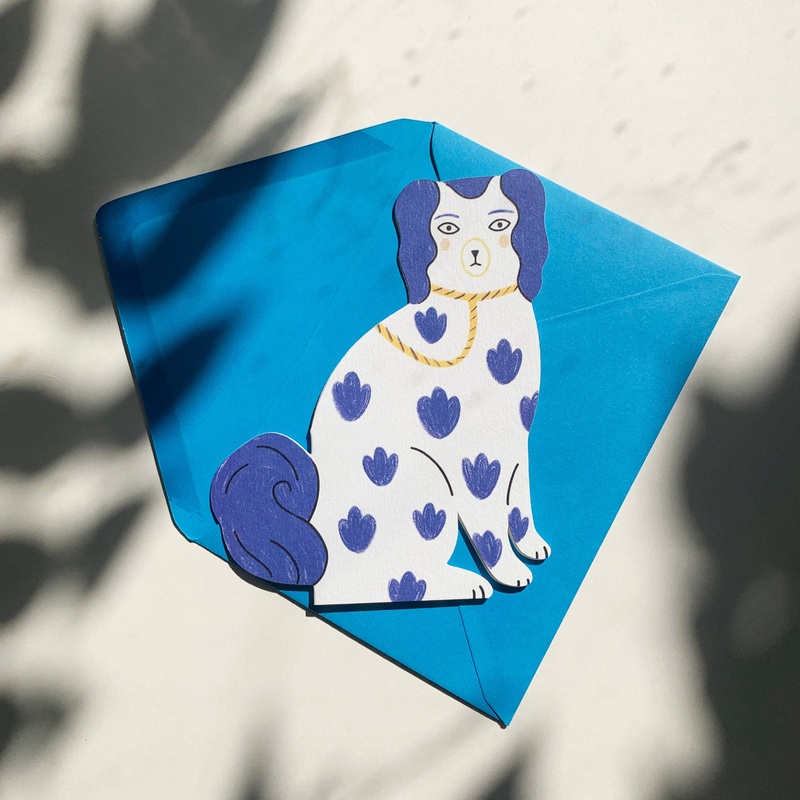 Die Cut Pottery Dog Shaped Card