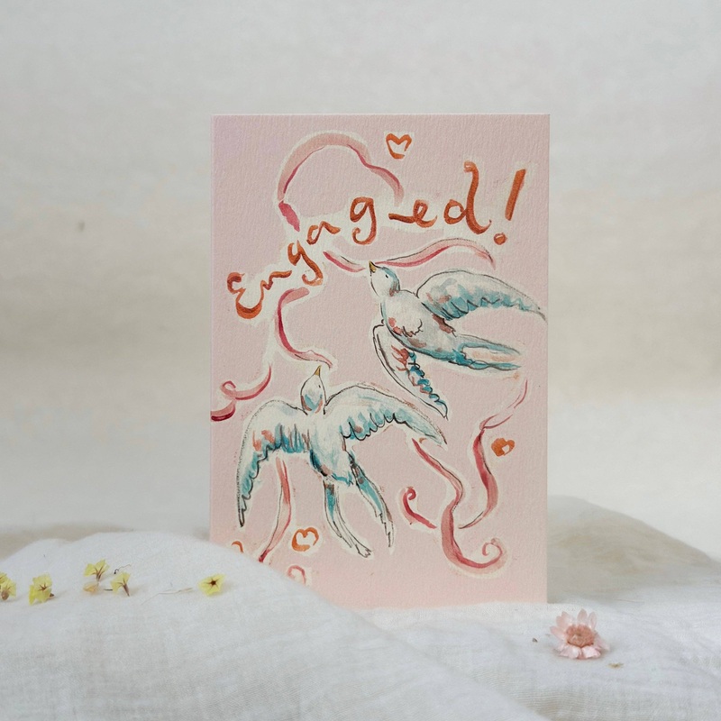 Engaged swallows – engagement card