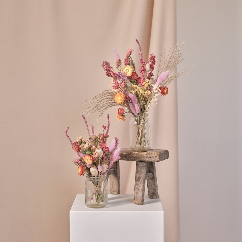 Everlasting Pastels Jam Jar Arrangements